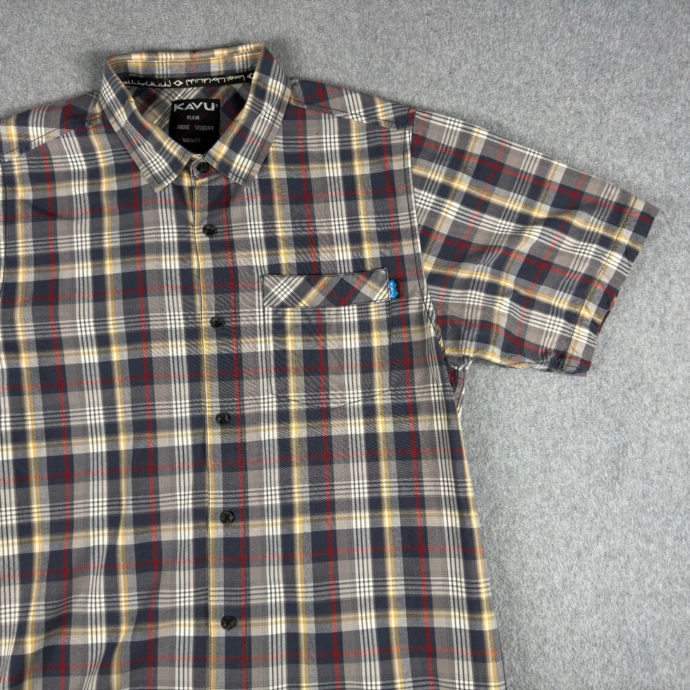 Kavu Shirt Mens M Plaid Organic Cotton Short Sleeve Gorpcore